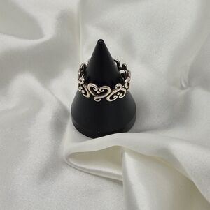 SIZE 10.5 STERLING SILVER marked 925 Ring!  Hearts. Beautiful